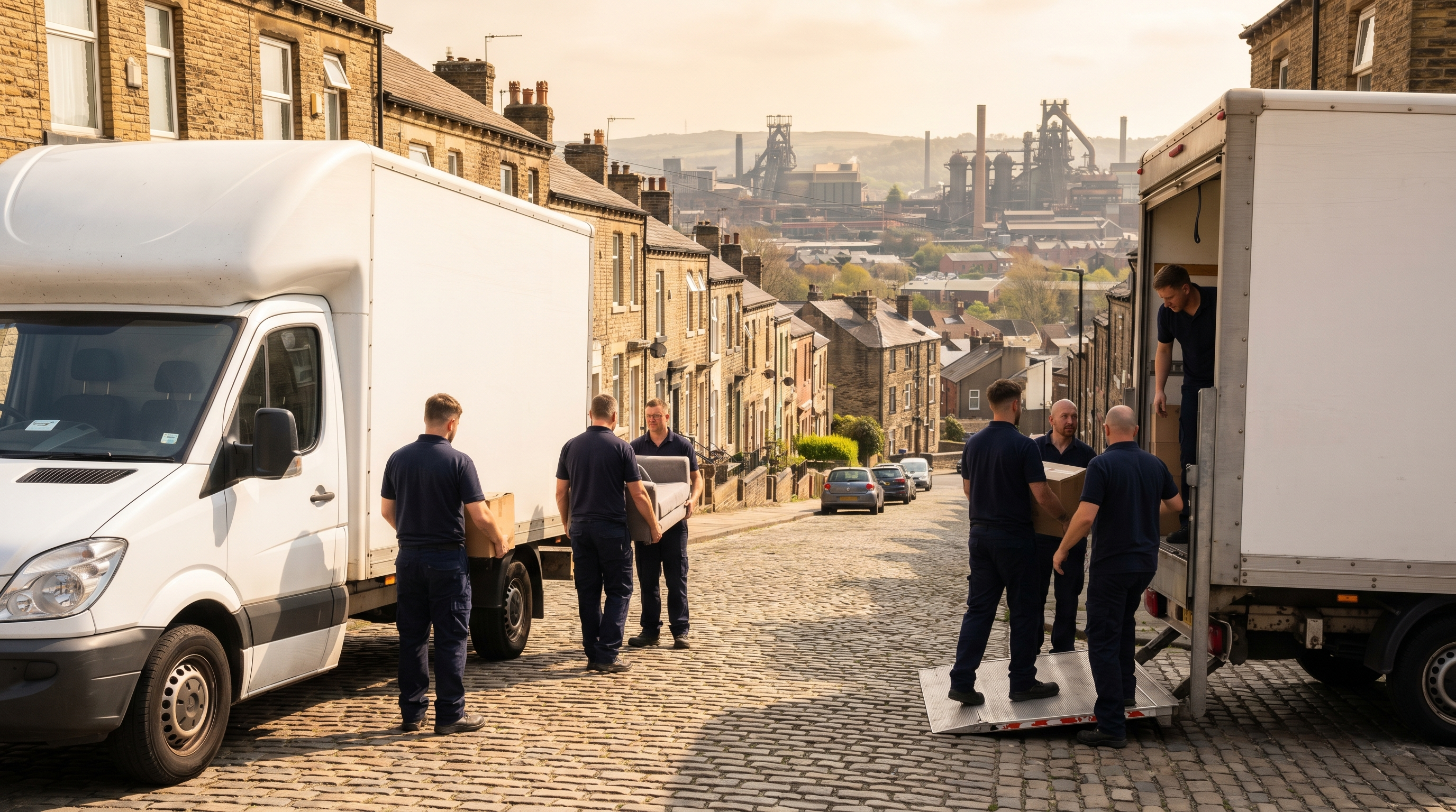 Man With A Van Sheffield — van being loaded on a Sheffield residential street